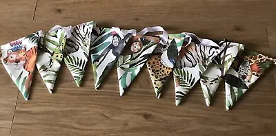 £12.99 • Buy Jungle Safari Animal Theme Fabric Bunting Flags ~ Unisex Bedroom, Party, Nursery