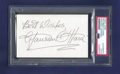 Maureen O'Hara Autographed 3x5 Card Hollywood Actress PSA SLABBED • $94.99