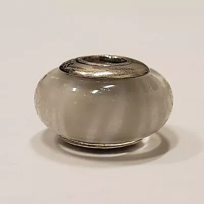 Pandora 790686 Grey Candy Stripes Murano Glass Bead Charm S925 ALE • £20.92