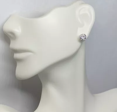 14 Karat Yellow Gold 6mm (2 Carat Total Weight) Cubic Zirconia Stud Earrings • $45