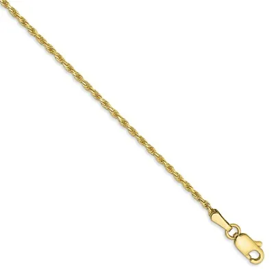 1.3mm 10k Yellow Gold Diamond Cut Solid Rope Chain Bracelet 7 Inch • £146.57