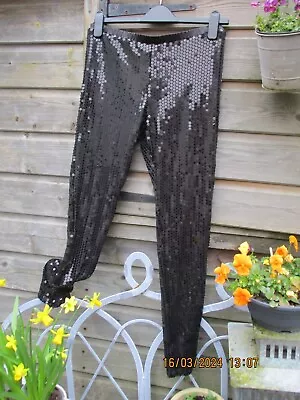 Ann Summers Leggings Trouser Body Con Black Stretchy Sparkle Sequin Sexy UK 14 • £5.99