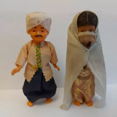 Vintage  Man & Woman Turkish Islamic Oriental Plastic Doll Toys 14-15cm • $49.99