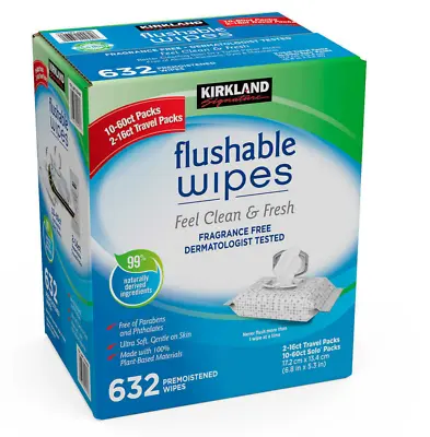 $43.79 • Buy Kirkland Signature Flushable Wipes 632 Wet Moist VitaminE+AloeTowelettes