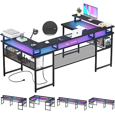 83  U Shaped Gaming Desk Gamer Gaming Table Computer Desk PC Workstation Black • $239.99