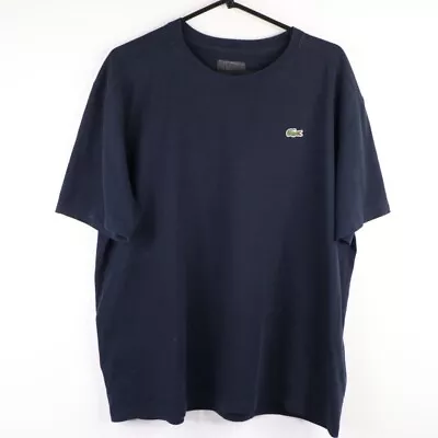 Lacoste T Shirt Mens XL Plain Small Logo Navy Blue Crew Neck Short Sleeve • £11.95