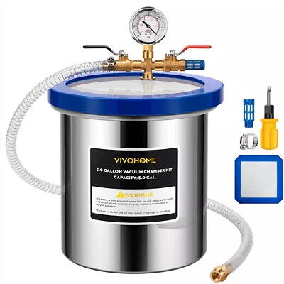 5 Gallon Vacuum Chamber 304 Stainless Steel Kit Acrylic Lid Degassing Chamber  • $84.99