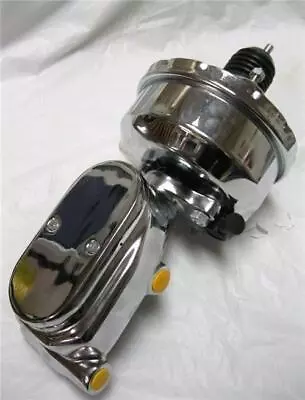 7  Street Rod Power Brake Booster W/ Flat Top Master Cylinder CHROME Beautiful  • $129.97