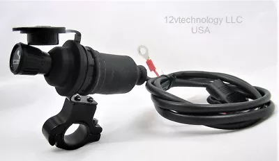 Narrow Waterproof Motorcycle Handlebar Fused 12V Cigarette Lighter Socket Plug • $24.95