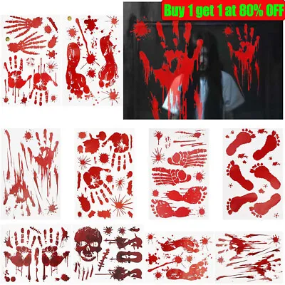 Halloween Window Stickers Hand Blood Party Decorations Horror Handprints Spooky • £2.76