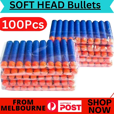 100 X Bullets SOFT HEAD Strike Elite Dart Refill Fits Most Nerf Guns BLUE AU SEL • $22.58