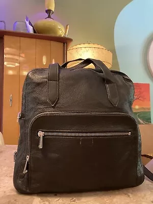 Vintage Fossil Black Leather Backpack Bag • $19.99