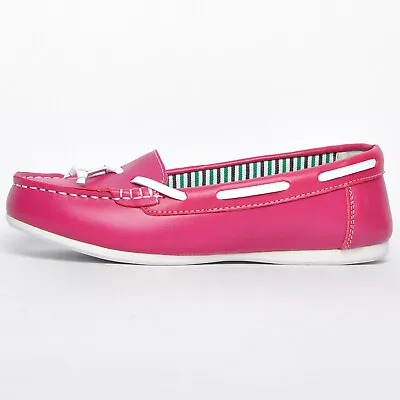 Seafarer Yachtsman Womens Casual Slip-On Leather Classic Boat Deck Shoes Pink • £12.82
