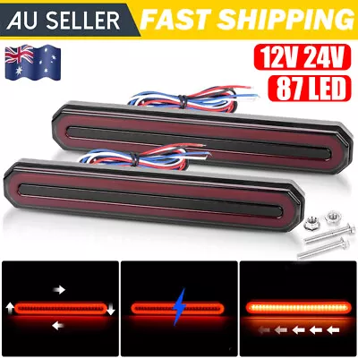 2X Tray Back Ute 87 LED Tail Lights Flowing Turn Signal Truck Trailer Rear Stop • $38.98