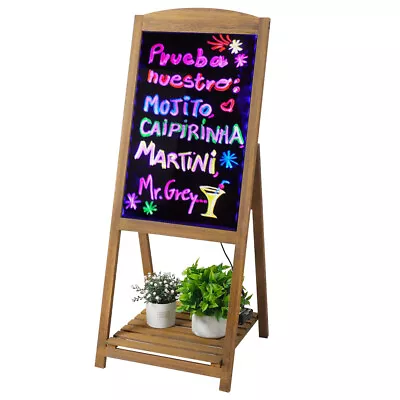 Led Writing Message Board  A-Frame Illuminated Menu Chalkboard With Plant Stand • $38.91