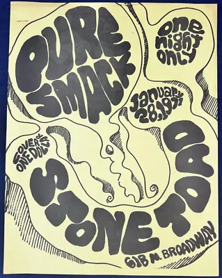$49.95 • Buy Vintage 1971 Pure Smack Psychedelic Concert Poster Band South Haven Michigan