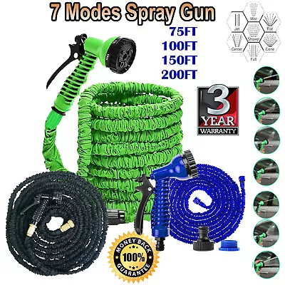 £9.60 • Buy 75-200FT Expandable Flexible Garden Magic Water Hose Pipe Spray Gun Heavy Duty
