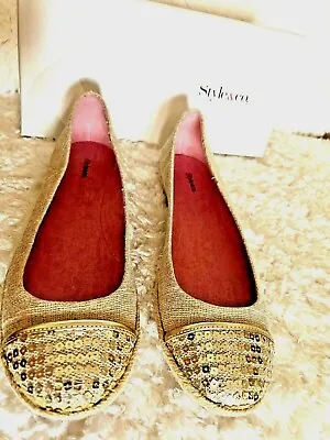 NEW   Women's Style & Co  GOLD   Ballet Flats With Sequins Shoes Size 9.5 M • $22.99