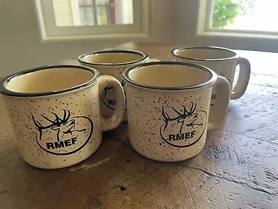 Rocky Mountain Elk Foundation RMEF Speckled Coffee Mug Cup Set Of 4 Hunting • $46