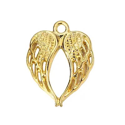 ❤20x GOLD Plated DOUBLE WING Guardian Angel Charm/Pendant 22mm Jewellery Making❤ • £2.25