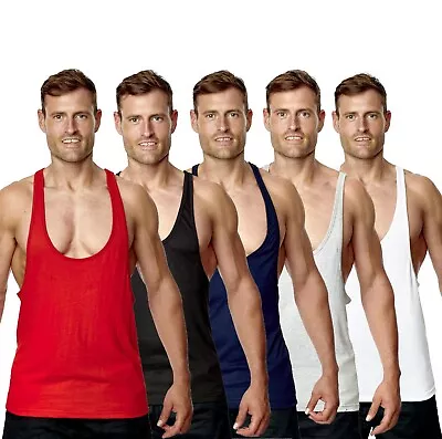 £5.99 • Buy Mens Stringer Vest Gym Racerback Bodybuilding Muscle Tank Top Bodybuilding Vest