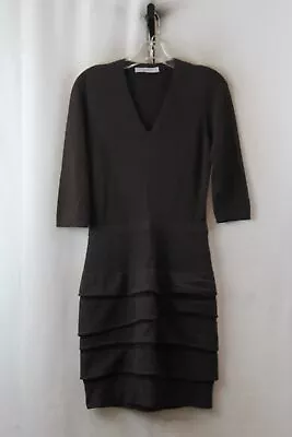 D. Exterior Women's Brown V Neck Ruffle Tier Sweater Dress Sz M • $9.99