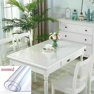 $89.87 • Buy All Sizes Clear PVC Tablecloth Table Cover Plastic Crystal Protector Dining Tabl