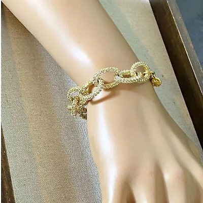 NEW J. CREW Pave Link Crystals Bold Curblink Goldtone 7 Inch Bracelet  Statement • $20