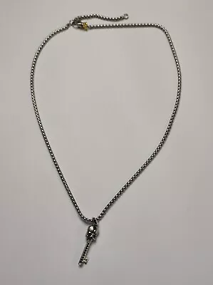 $26 • Buy David Yurman 925 Sterling Silver Skull Key Pendant Amulet Necklace