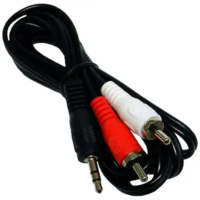 6 Ft Stereo Audio 3.5mm AUX Male To 2 X RCA Male Jack Y Cable Adapter Plug Black • $5.39