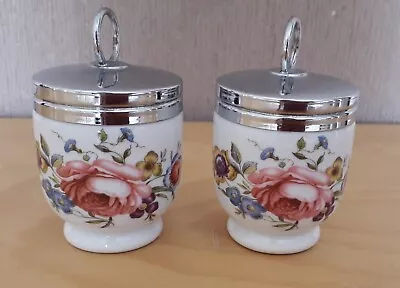 Royal Worcester Porcelain Egg Coddlers Bournemouth Pattern Rose Floral • £5