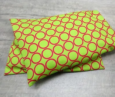 Corn Heat Pack Microwave Pillow Washable Cover Green Pink Circles Spa Gift 798 • $22