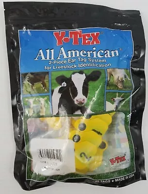 Y-TEX MINI 1-STAR TAGS Sheep/Goat/Pig Fade Tear Resistent 1-25 Yellow 25ct • $22.49