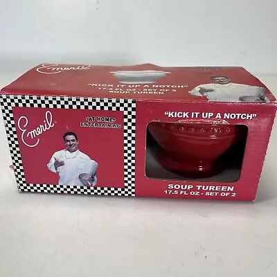 Set Of 2 Red Kick It Up A Notch Emeril Lagasse Soup Bowls/Tureens • $17.95