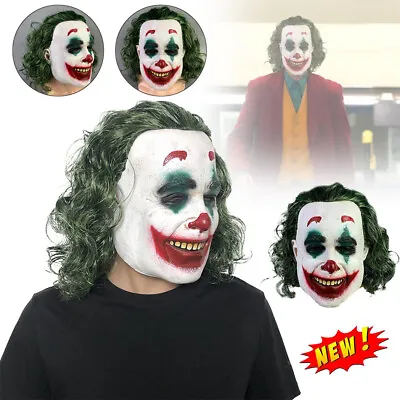Scary Clown Latex Joker Mask Halloween Costume Props Horror Cosplay Face Mask • £10.90