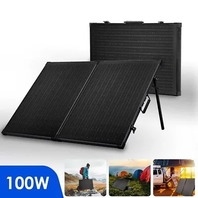 100W Portable Foldable Solar Panel Kit 12V Mono Suitcase Motorhome Camping RV • £89.67