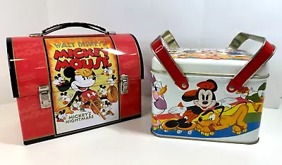 Vintage Mickey Mouse Metal Lunch Tins Boxes - Walt Disney Skating Party • $14