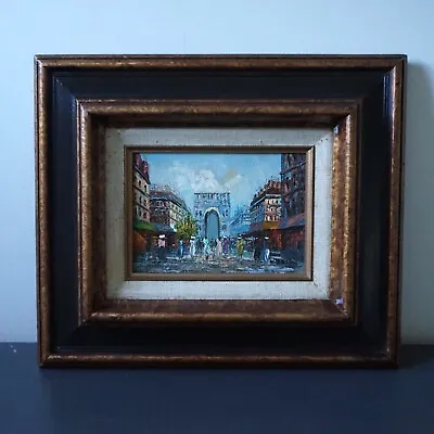 Impressionist Oil Painting On Board Small Multicolor Paris Street Vintage READ • $58