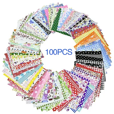 $11.76 • Buy 100Pcs DIY Assorted Fat Quarters Bundle Quilt Quilting Cotton Fabric Sewing Kits