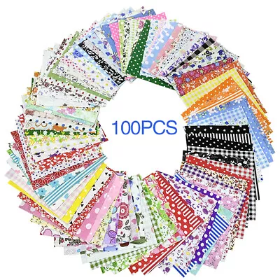 100Pcs DIY Assorted Fat Quarters Bundle Quilt Quilting Cotton Fabric Sewing Kits • $12.94