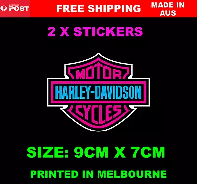 HARLEY Davidson PINK Stickers X 2 SMALL Motorcycle Vinyl Decals Bike • $4.95