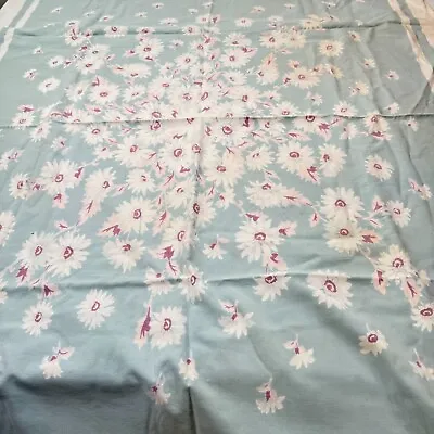 Vintage Printed Tablecloth Green Flowers Rectangle Cotton French Country • $59.99