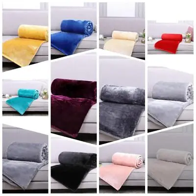 Large Fleece Blanket Throw Reversible Soft Warm Bed Sofa Blanket Double & King • £11.69