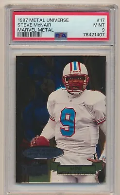 1997 Skybox Metal Universe Marvel #17 Steve McNair Tennessee Oilers PSA 9 MT • $129.99