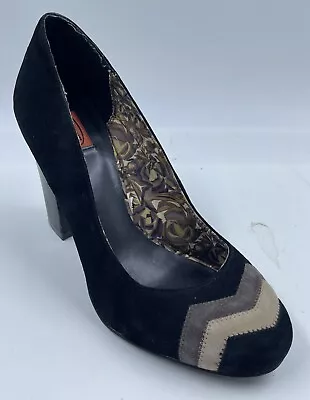 Missoni For Target Women's Pumps Sz 7 Black Leather Chevron Slip On Block Heel • $38.49