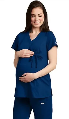 Grey’s Anatomy Women’s Indigo Maternity Scrub Top Size XS  NWT • $12.76