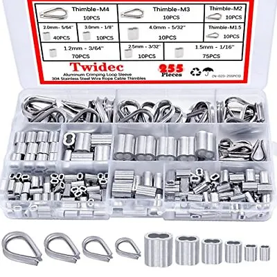 255-Piece Wire Rope Cable Thimbles And Crimping Sleeve Kit - 304 Stainless Steel • $13.36