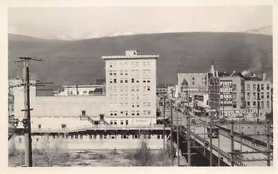 RPPC Missoula MT Montana Photo Postcard Bridge Trolley Pacific Mutual Insurance • $25