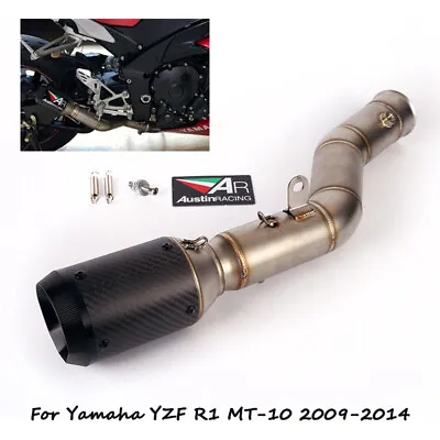 For Yamaha YZF R1 MT-10 2009-14 Exhaust Mid Link Pipe Carbon Fiber Muffler Tips • $143.19