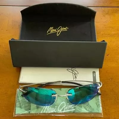 Maui Jim Nanea Polarized Sunglasses 332-17M Matte Silver/Green Mirror Rimless • $249